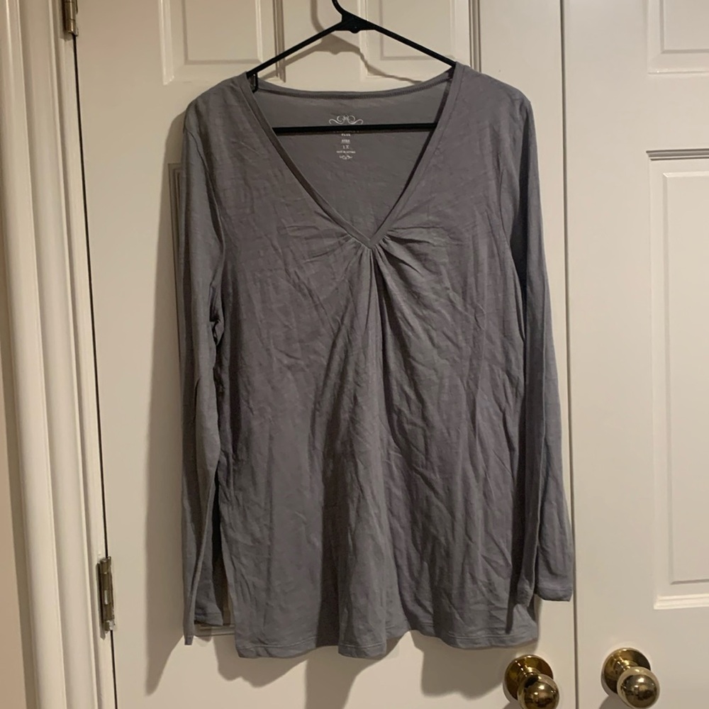 🩶100% Cotton Gray Long Sleeve Top🩶